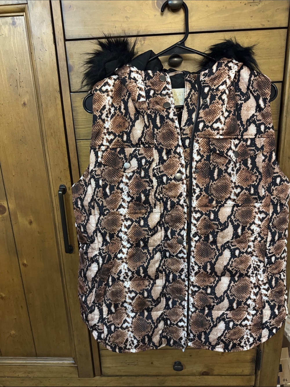 Judith March Brown and Black Snake Print Vest